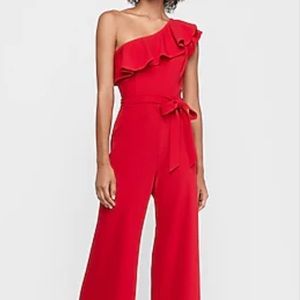 Express One Shouder Red Jumpsuit